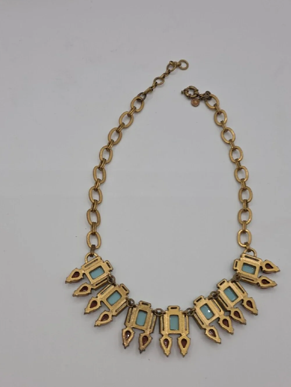 J. Crew Gold-Tone Necklace with Mint, Coral and Navy Accents